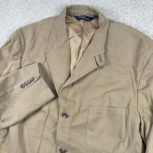 Polo Ralph Lauren Vintage Men's Beige Twill Tan Sport Coat Blazer‎ Jacket 45 XL